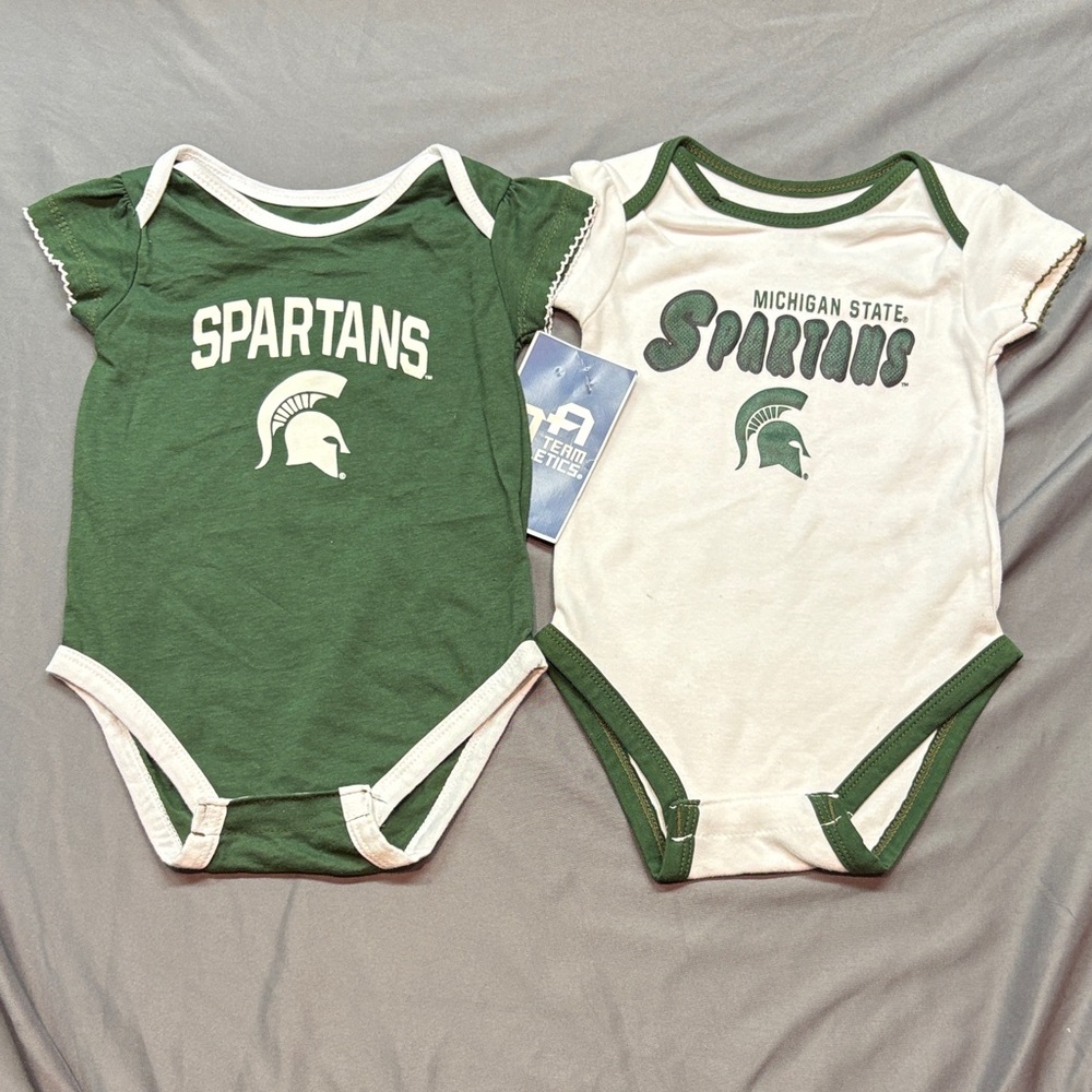 NWT Team Athletics Michigan State Spartans Infant 2-Pack Bodysuits - 12 Months